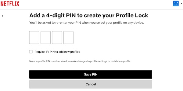 add pin to netflix profile